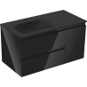 Mexen Orio 90 cm bathroom cabinet with Vela left basin, 2S, 1D, black gloss/black matte - 91A13-09047-3-BBFFF70-W23L71