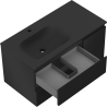 Mexen Orio 90 cm Bathroom Cabinet with Left Vela Sink, 2S, 1D, Matte Black - 91A13-09047-3-BBFFF71-W23L71