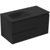 Mexen Orio 90 cm Bathroom Cabinet with Left Vela Sink, 2S, 1D, Matte Black - 91A13-09047-3-BBFFF71-W23L71