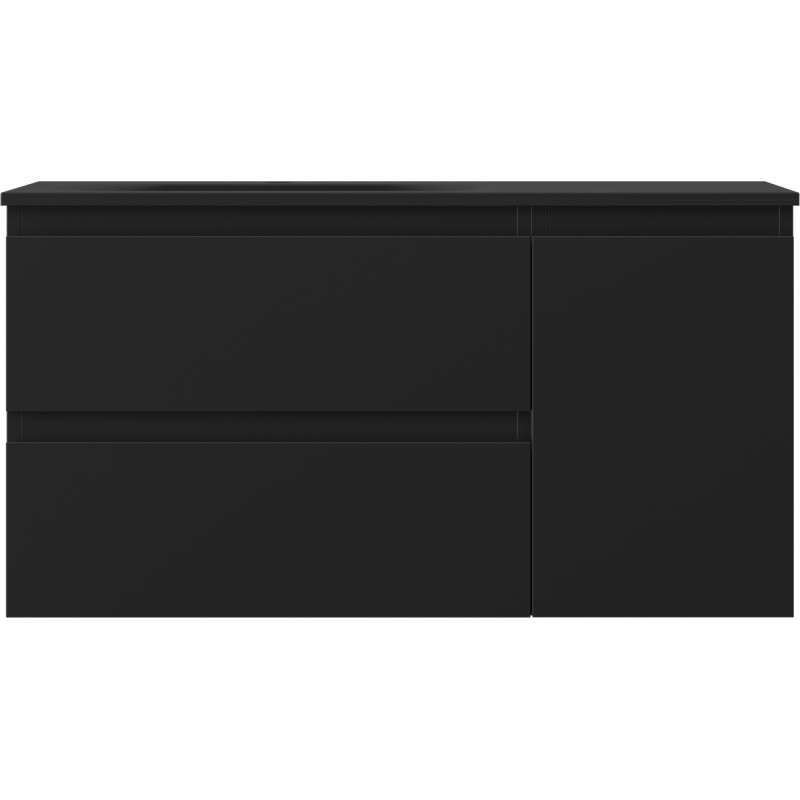Mexen Orio 90 cm Bathroom Cabinet with Left Vela Sink, 2S, 1D, Matte Black - 91A13-09047-3-BBFFF71-W23L71