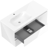 Mexen Orio 100 cm Bathroom Cabinet with Vela Sink Left, 2 Drawers, 1 Door, White Gloss - 91A13-10047-3-BBFFF00-W23L00