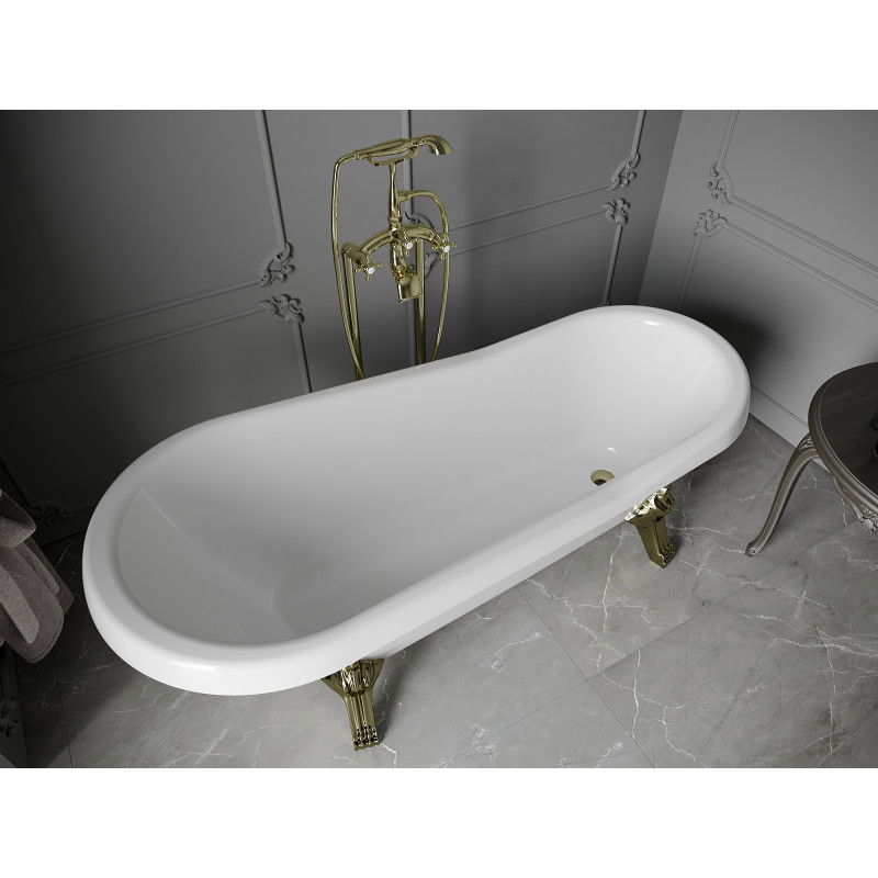 Mexen Retro 170 x 75 cm Freestanding Bath, White, Gold Legs - 53251707500-50