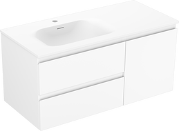 Mexen Orio bathroom cabinet 100 cm with Vela left sink, 2S, 1D, white matte - 91A13-10047-3-BBFFFF01-W23L01