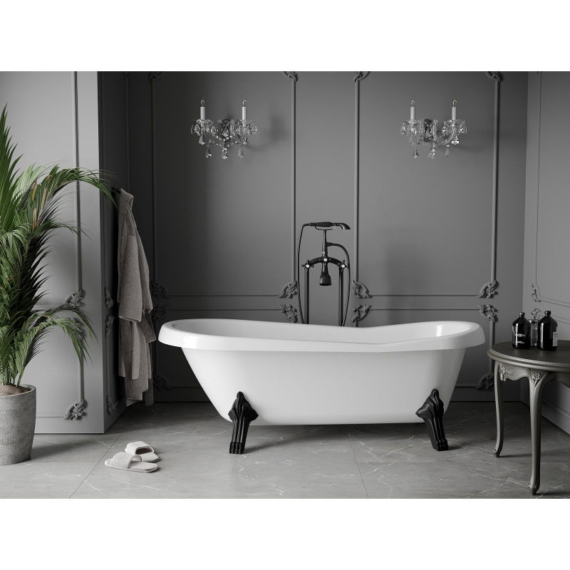 Mexen Retro Freestanding Bathtub 170 x 75 cm, White, Black Legs - 53251707500-70