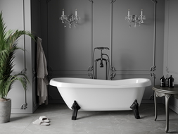 Mexen Retro freestanding bathtub 170 x 75 cm, White, black legs - 53251707500-70