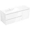 Mexen Orio bathroom cabinet 120 cm with left Vela sink, 2S, 1D, white gloss - 91A13-12047-3-BBFFF00-W23L00