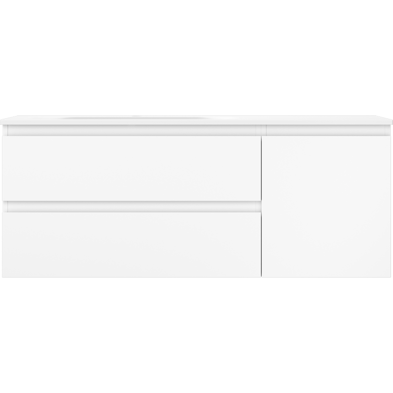 Mexen Orio 120 cm Bathroom Cabinet with Left Vela Sink, 2 Drawers, 1 Door, Matte White - 91A13-12047-3-BBFFFF01-W23L01