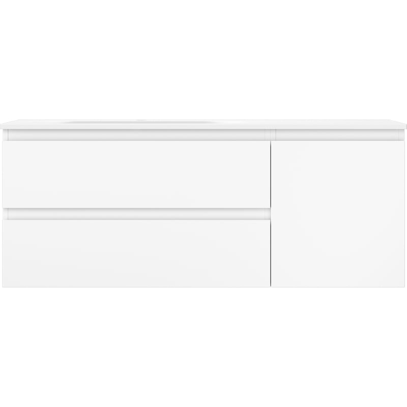Mexen Orio 120 cm bathroom cabinet with left Vela sink, 2S, 1D, matte white - 91A13-12047-3-BBFFFF01-W23L01
