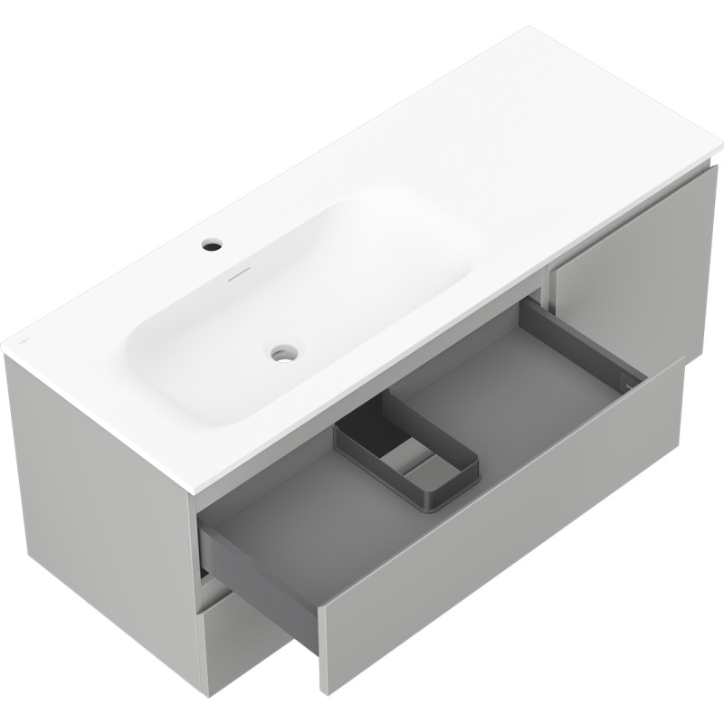 Mexen Orio bathroom cabinet 120 cm with Vela left washbasin, 2S, 1D, gray matte/white matte - 91A13-12047-3-BBFFF62-W23L01