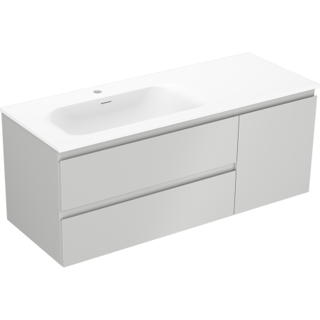 Mexen Orio 120 cm Bathroom Cabinet with Left Vela Sink, 2S, 1D, Gray Matte/White Matte - 91A13-12047-3-BBFFF62-W23L01