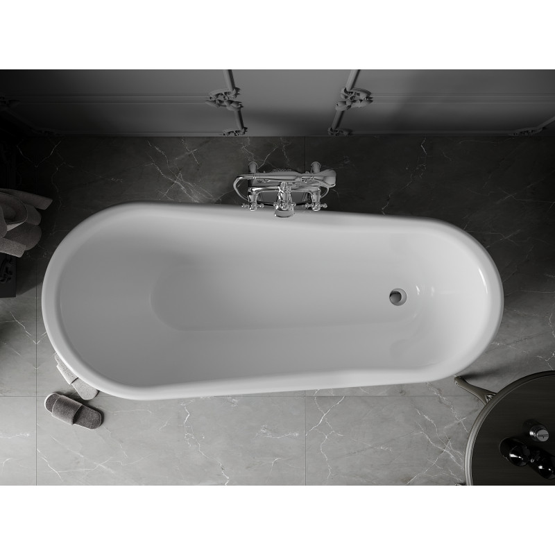 Mexen Retro freestanding bathtub 170 x 75 cm, white/black, chrome legs - 53251707575-00
