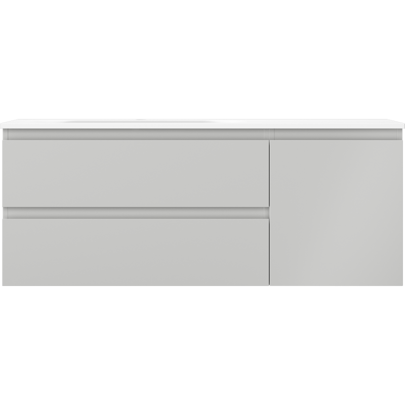 Mexen Orio 120 cm Bathroom Cabinet with Left Vela Sink, 2S, 1D, Gray Matte/White Matte - 91A13-12047-3-BBFFF62-W23L01