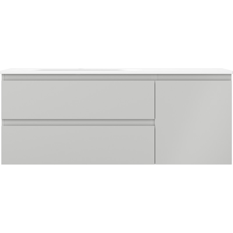 Mexen Orio bathroom cabinet 120 cm with Vela left washbasin, 2S, 1D, gray matte/white matte - 91A13-12047-3-BBFFF62-W23L01
