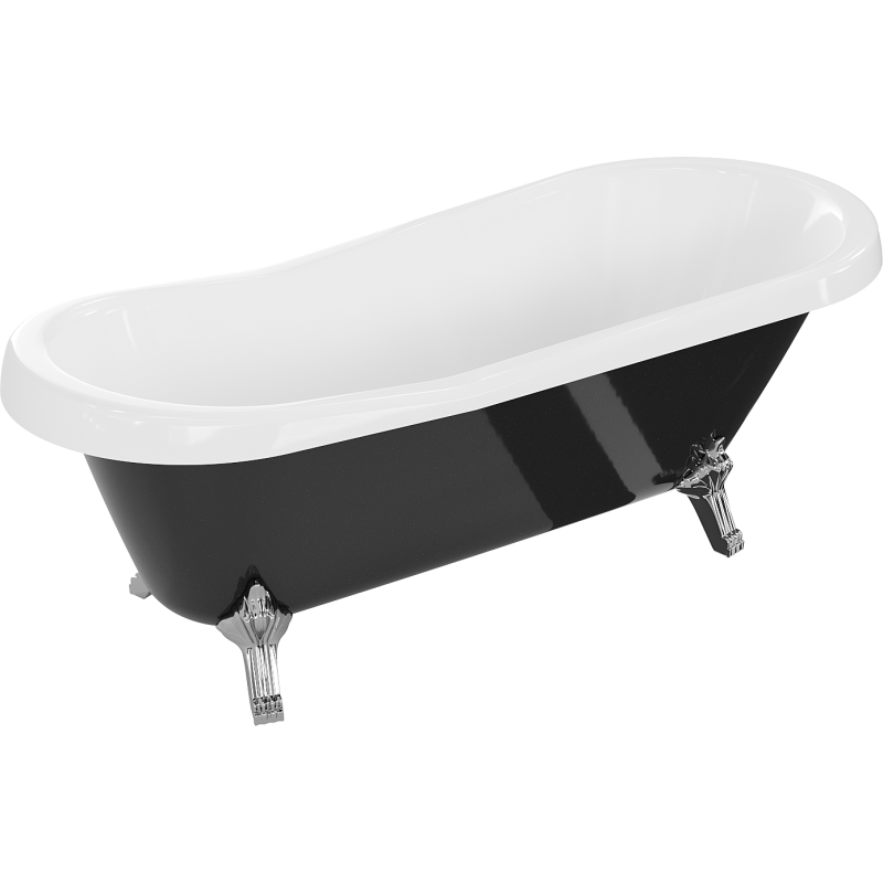Mexen Retro free-standing bath 170 x 75 cm, white/black, chrome legs - 53251707575-00