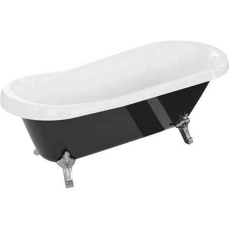 Mexen Retro freestanding bathtub 170 x 75 cm, White/Black, chrome legs - 53251707575-00