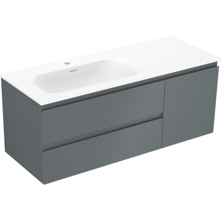 Mexen Orio bathroom cabinet 120 cm with Vela left sink, 2S, 1D, matte graphite/white matte - 91A13-12047-3-BBFFF66-W23L01