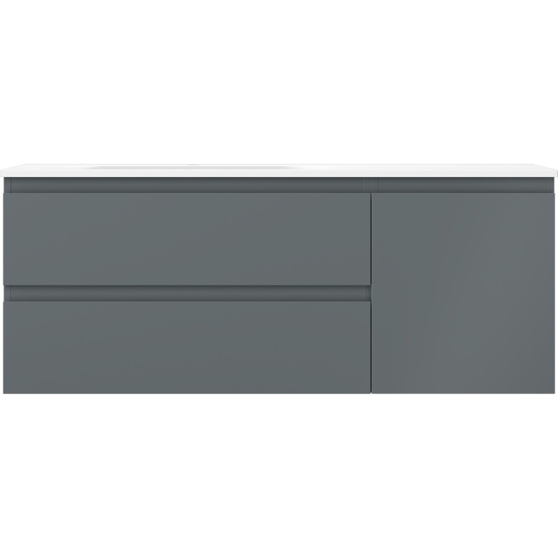 Mexen Orio bathroom cabinet 120 cm with Vela left sink, 2S, 1D, matte graphite/white matte - 91A13-12047-3-BBFFF66-W23L01