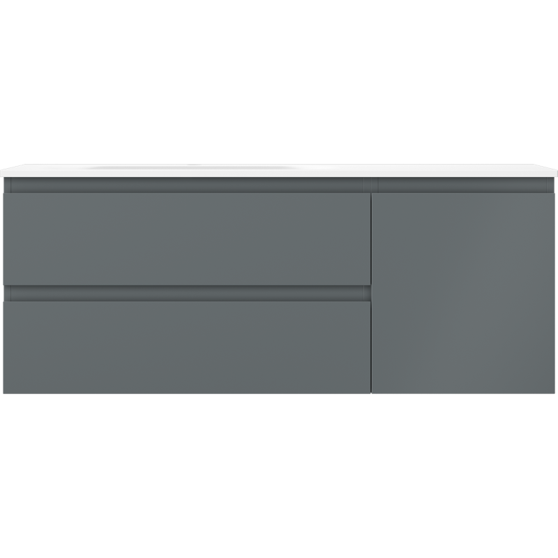 Mexen Orio bathroom cabinet 120 cm with Vela washbasin left, 2S, 1D, graphite matte/white matte - 91A13-12047-3-BBFFF66-W23L01