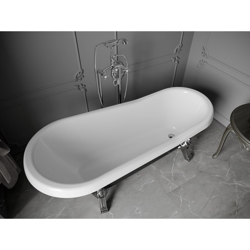 Mexen Retro free-standing bath 170 x 75 cm, white/black, chrome legs - 53251707575-00