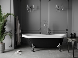Mexen Retro freestanding bathtub 170 x 75 cm, White/Black, chrome legs - 53251707575-00
