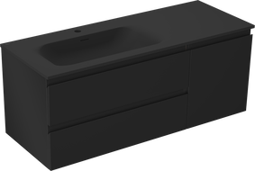 Mexen Orio 120 cm bathroom cabinet with Vela left sink, 2S, 1D, black matte - 91A13-12047-3-BBFFF71-W23L71