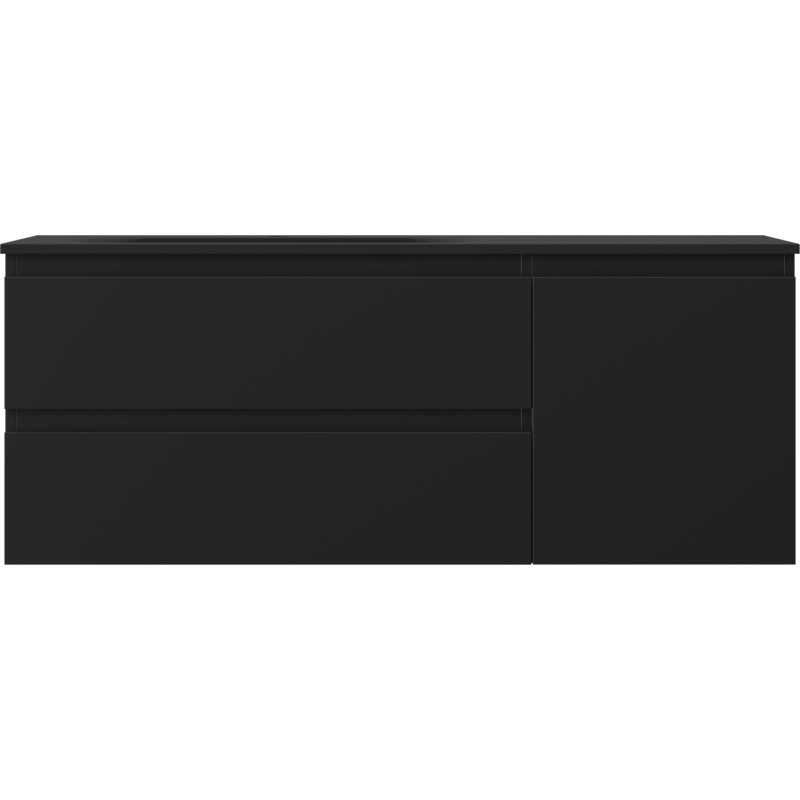 Mexen Orio 120 cm bathroom cabinet with Vela left sink, 2S, 1D, black matte - 91A13-12047-3-BBFFF71-W23L71