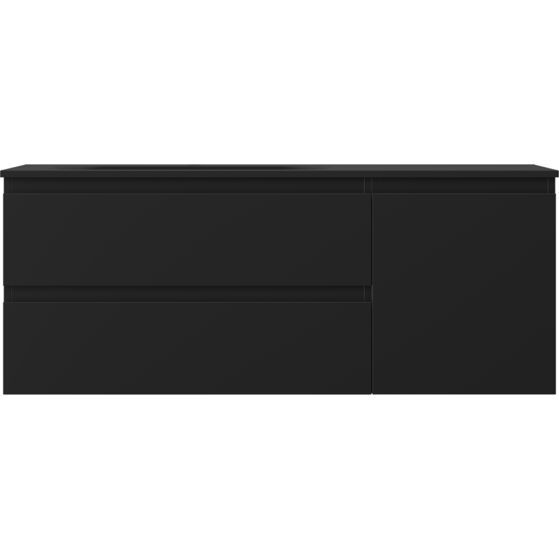 Mexen Orio bathroom cabinet 120 cm with Vela left sink, 2S, 1D, black matte - 91A13-12047-3-BBFFF71-W23L71