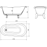 Mexen Retro freestanding bathtub 170 x 75 cm, White/Black, chrome legs - 53251707575-00