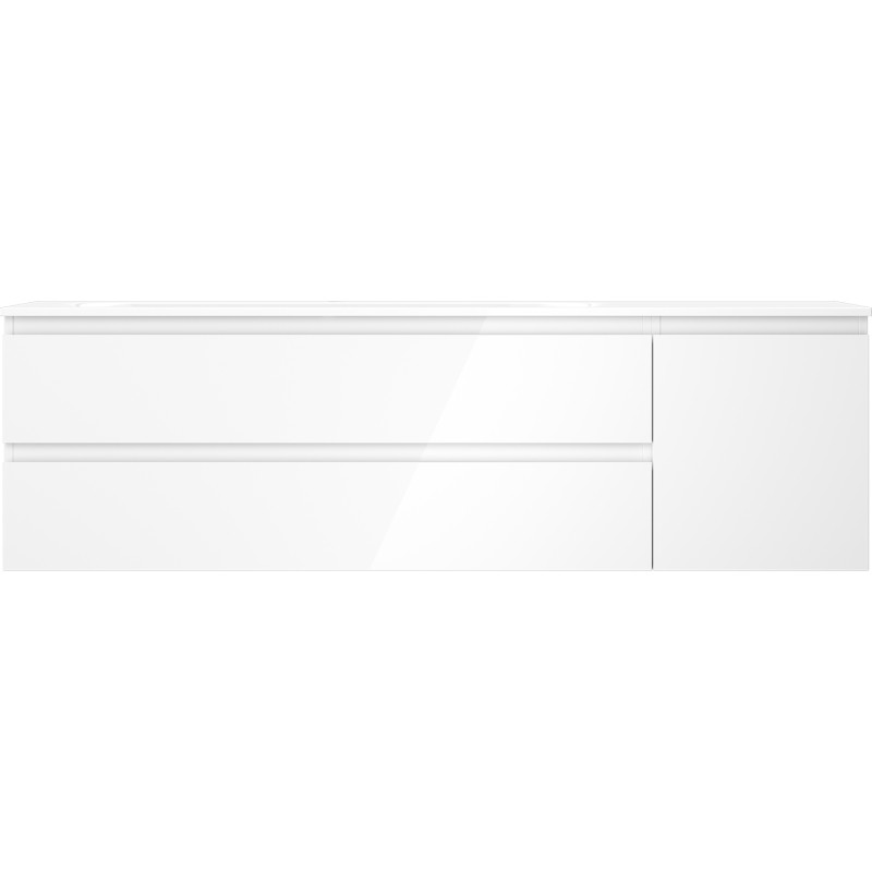 Mexen Orio 160 cm bathroom cabinet with Vela left sink, 2S, 1D, white gloss - 91A13-16047-3-BBFFF00-W23L00