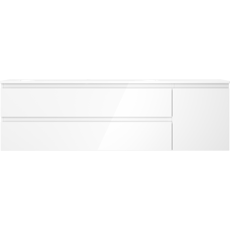 Mexen Orio bathroom cabinet 160 cm with Vela left sink, 2S, 1D, white gloss - 91A13-16047-3-BBFFF00-W23L00