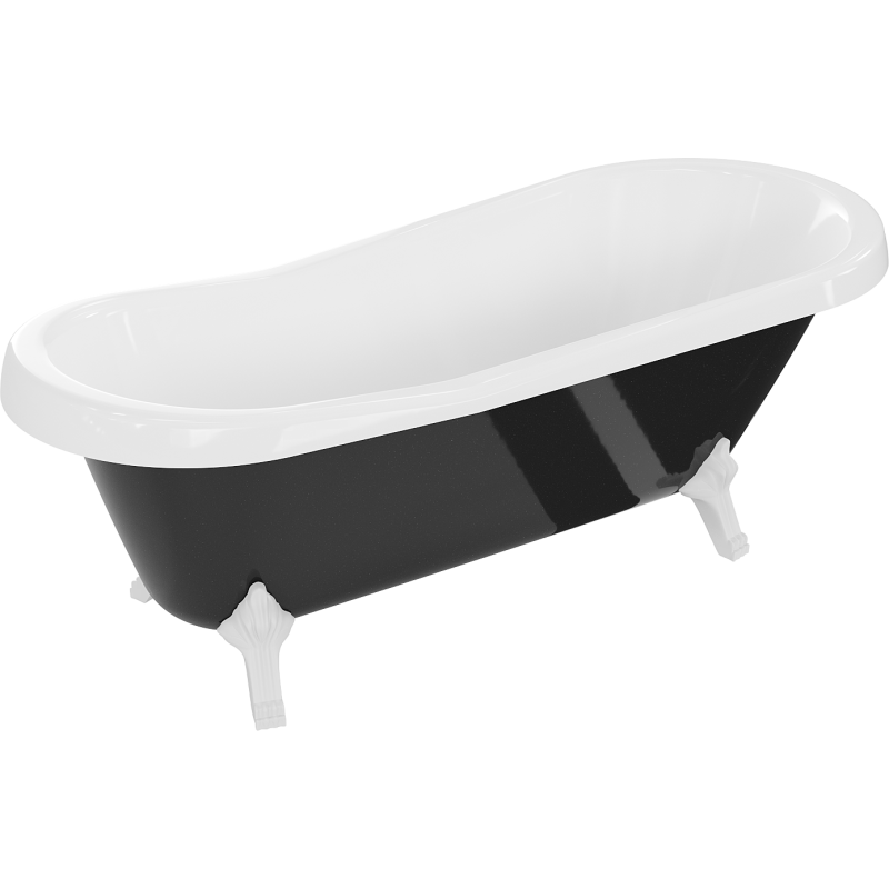 Mexen Retro freestanding bath 170 x 75 cm, white/black, white legs - 53251707575-20