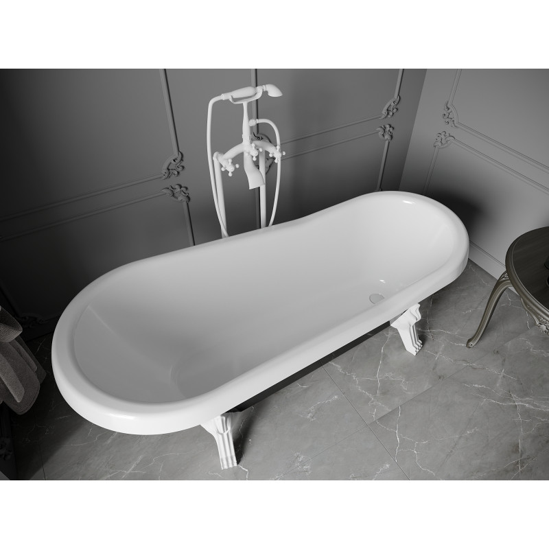 Mexen Retro freestanding bathtub 170 x 75 cm, white/black, white legs - 53251707575-20