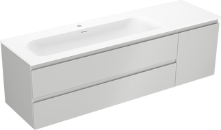 Mexen Orio 160 cm bathroom cabinet with Vela left sink, 2 drawers, 1 door, gray matte/white matte - 91A13-16047-3-BBFFF62-W23L01