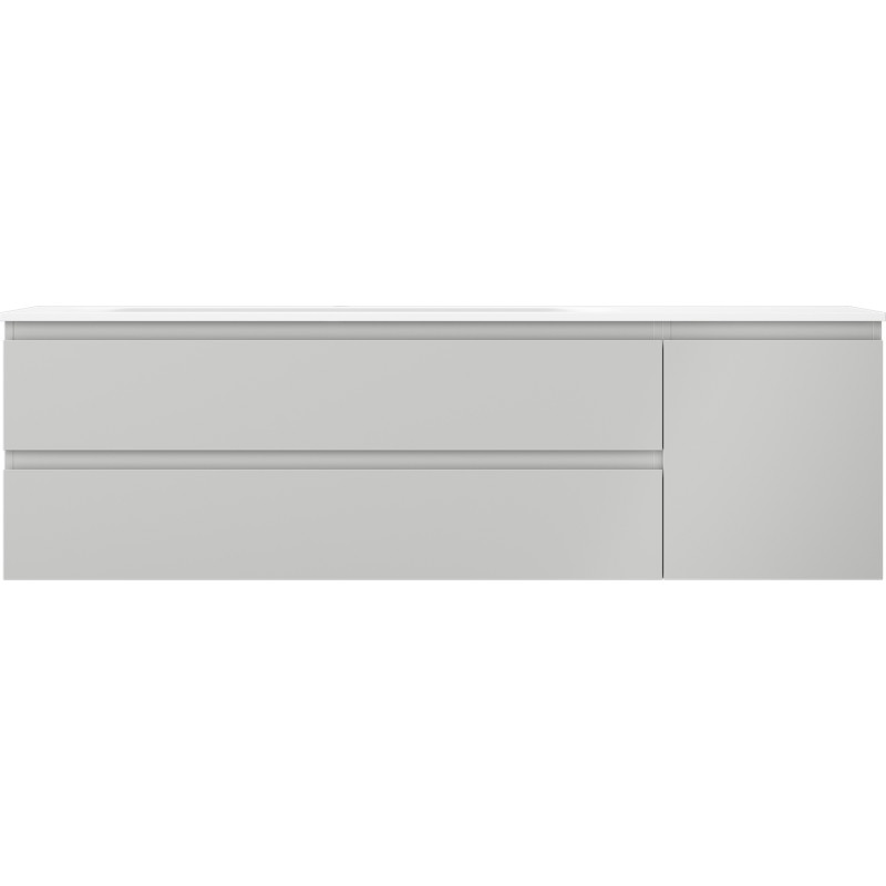 Mexen Orio 160 cm bathroom cabinet with Vela left sink, 2 drawers, 1 door, gray matte/white matte - 91A13-16047-3-BBFFF62-W23L01