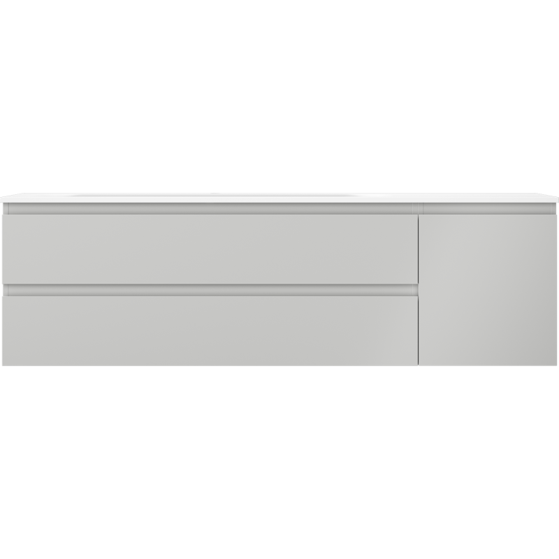 Mexen Orio bathroom cabinet 160 cm with Vela left basin, 2S, 1D, gray matte/white matte - 91A13-16047-3-BBFFF62-W23L01