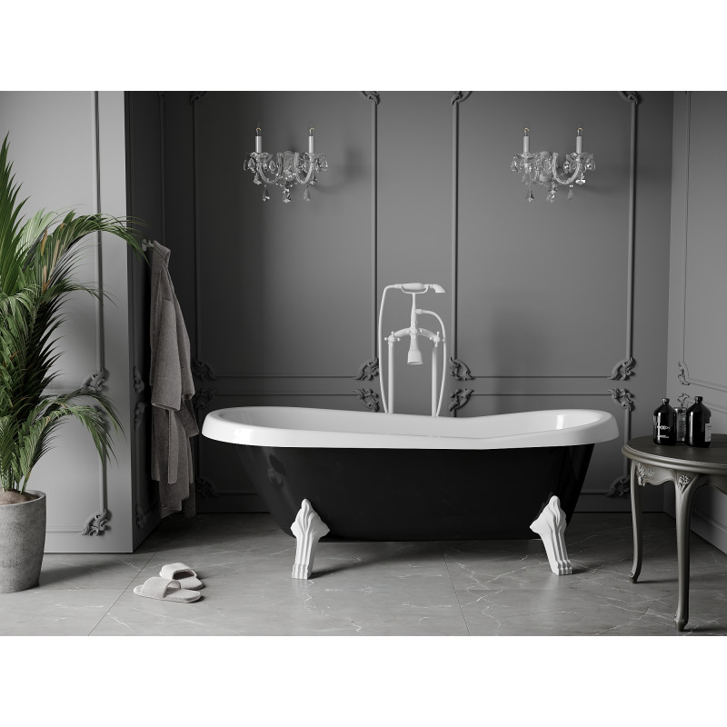 Mexen Retro freestanding bathtub 170 x 75 cm, white/black, white legs - 53251707575-20