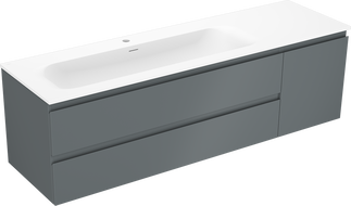 Mexen Orio bathroom cabinet 160 cm with left Vela washbasin, 2S, 1D, graphite matte/white matte - 91A13-16047-3-BBFFF66-W23L01