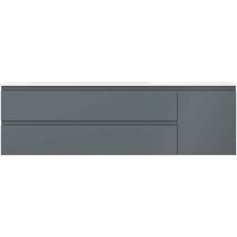 Mexen Orio bathroom cabinet 160 cm with left Vela washbasin, 2S, 1D, graphite matte/white matte - 91A13-16047-3-BBFFF66-W23L01