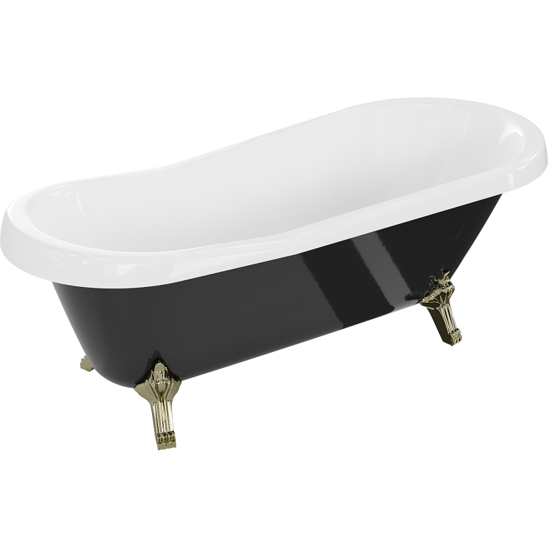 Mexen Retro freestanding bath 170 x 75 cm, white/black, gold legs - 53251707575-50