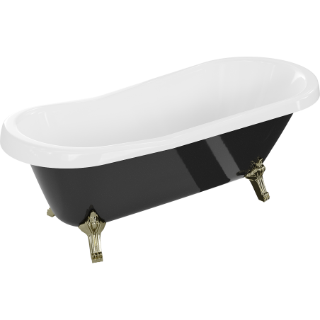 Mexen Retro freestanding bath 170 x 75 cm, white/black, gold legs - 53251707575-50
