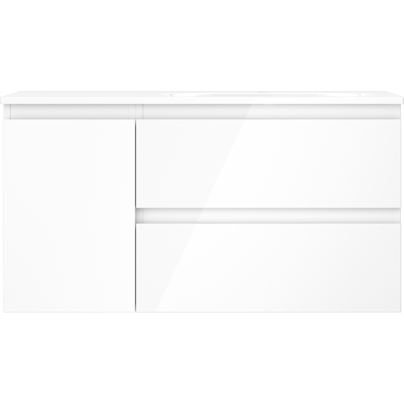 Mexen Orio bathroom cabinet 90 cm with Vela sink right, 2S, 1D, white gloss - 91A13-09047-3-BBFFF00-W23P00