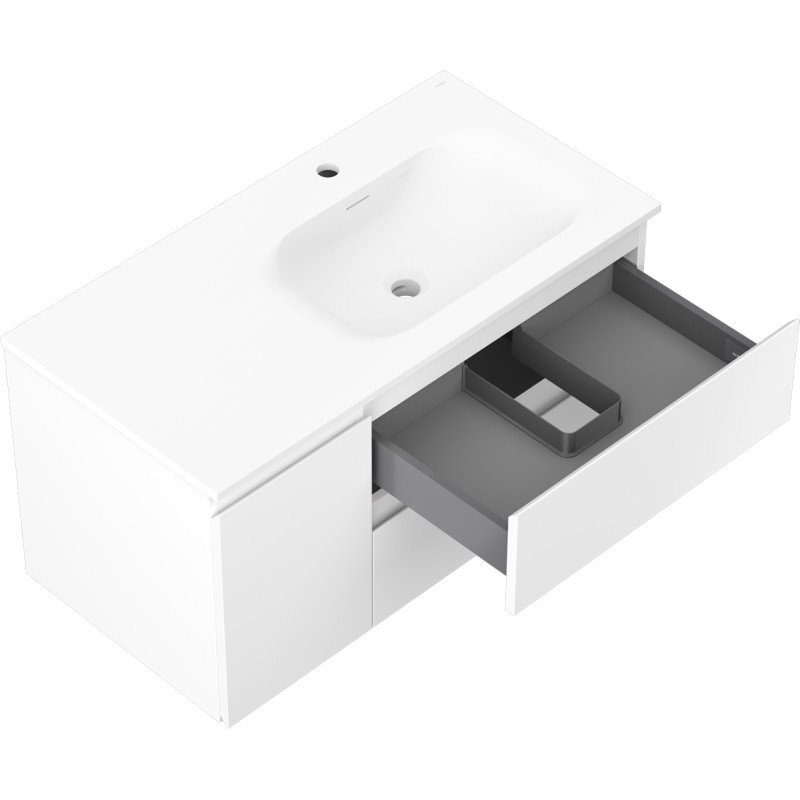 Mexen Orio bathroom cabinet 90 cm with right sink Vela, 2D, 1D, white matte - 91A13-09047-3-BBFFFF01-W23P01
