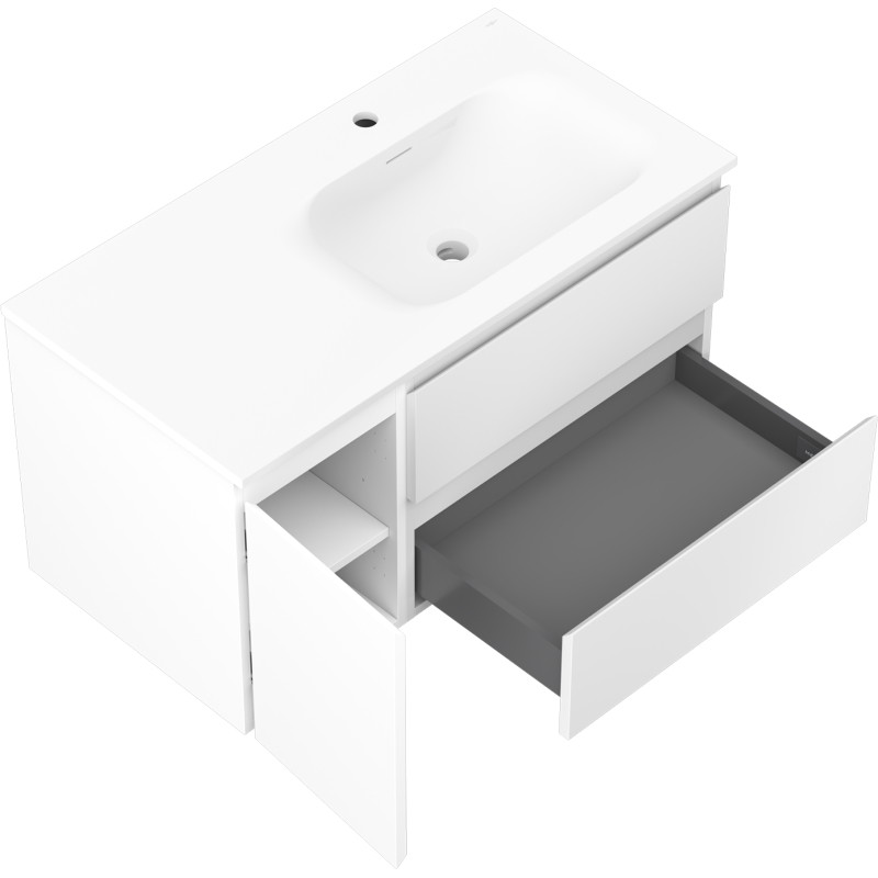 Mexen Orio bathroom cabinet 90 cm with right sink Vela, 2D, 1D, white matte - 91A13-09047-3-BBFFFF01-W23P01