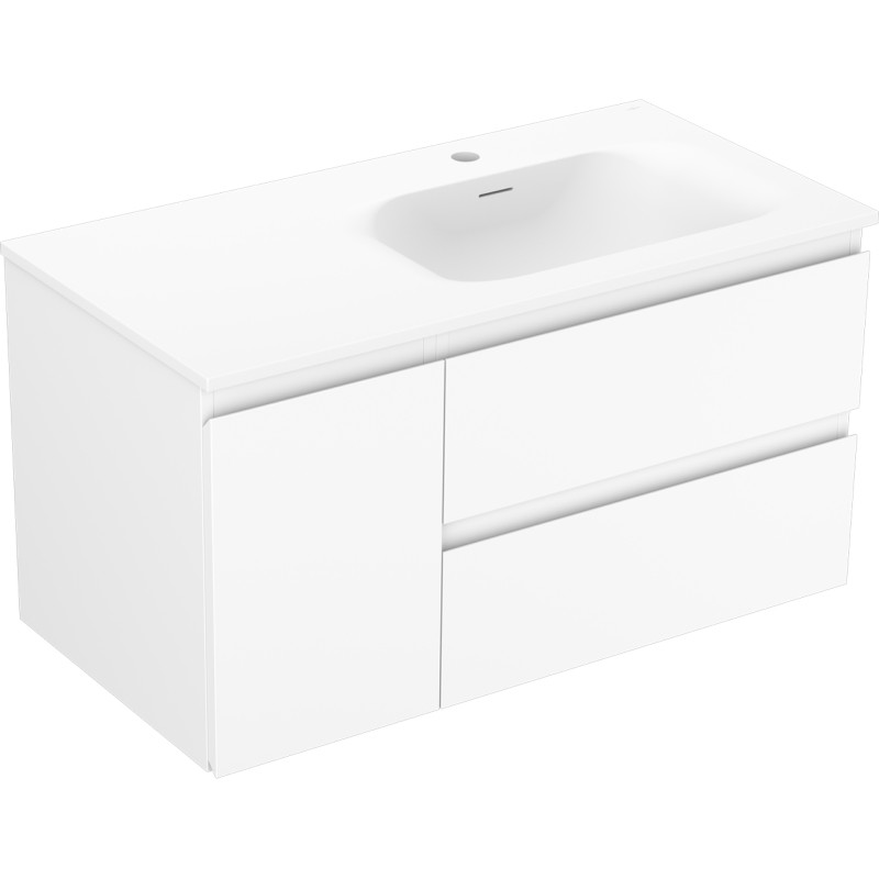 Mexen Orio bathroom cabinet 90 cm with right sink Vela, 2D, 1D, white matte - 91A13-09047-3-BBFFFF01-W23P01