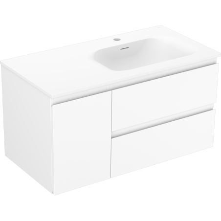 Mexen Orio bathroom cabinet 90 cm with right sink Vela, 2D, 1D, white matte - 91A13-09047-3-BBFFFF01-W23P01