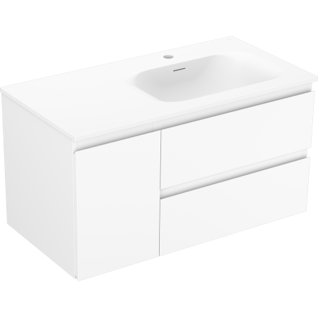 Mexen Orio bathroom cabinet 90 cm with Vela right sink, 2S, 1D, white matte - 91A13-09047-3-BBFFFF01-W23P01