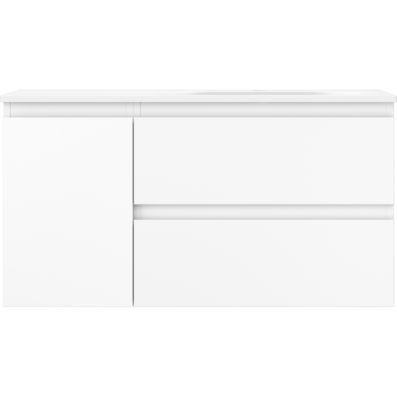 Mexen Orio bathroom cabinet 90 cm with Vela right sink, 2S, 1D, white matte - 91A13-09047-3-BBFFFF01-W23P01