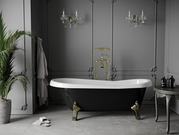 Mexen Retro freestanding bath 170 x 75 cm, white/black, gold legs - 53251707575-50