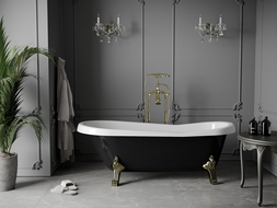 Mexen Retro freestanding bathtub 170 x 75 cm, White/Black, gold legs - 53251707575-50