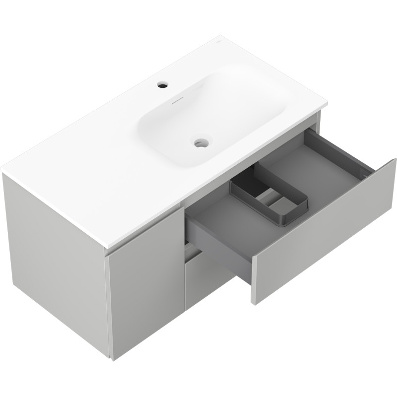 Mexen Orio 90 cm bathroom cabinet with right sink Vela, 2S, 1D, gray matte/white matte - 91A13-09047-3-BBFFF62-W23P01